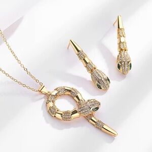 Serpenti Gold Snake Necklace & Earrings Set